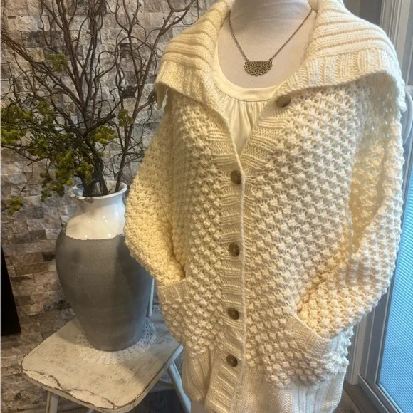 Talbots Cream Cardigan Sweater with Shawl Collar - Picture 2 of 7